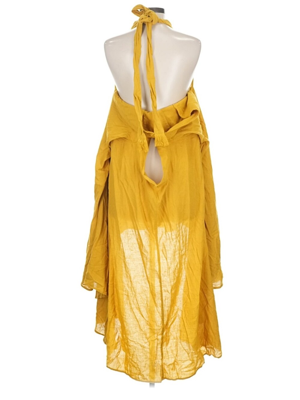 Free People Must Have Mustard Yellow High-Low Halter Cami Casual Dress Size M - Picture 3 of 3